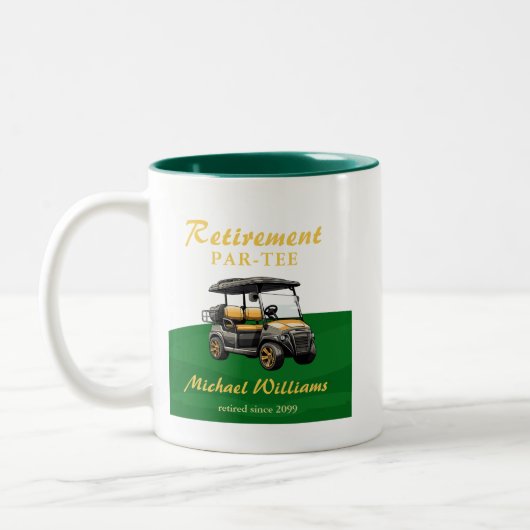 Tasse 2 Couleurs Retraite Elégant Golf Thème Panier Vert Or (Gauche)