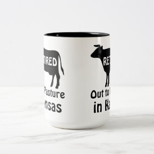 Tasse 2 Couleurs Retraité mis au pâturage Kansas drôle de retraite