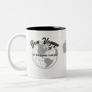 Tasse 2 Couleurs Retraite Voyage Thème Partie Bon Voyage Globe