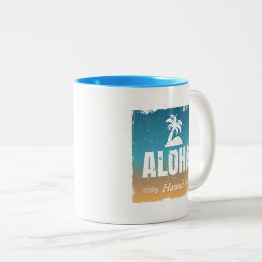 Tasse 2 Couleurs Rétro Aloha Hawaï (Devant droit)