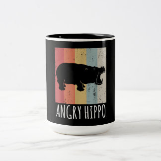 Tasse 2 Couleurs Rétro Angry Hippo - Vintage Hippopotamus