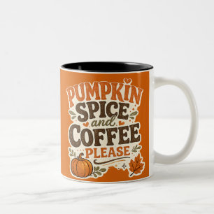 Tasse 2 Couleurs Retro automnal : épice de citrouille et café, s'il