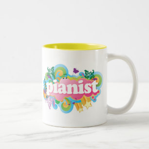 Tasse 2 Couleurs Rétro cadeau de piano de pianiste
