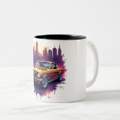 Tasse 2 Couleurs Retro Car and Cityscape Art (Devant droit)