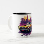 Tasse 2 Couleurs Retro Car and Cityscape Art (Devant gauche)