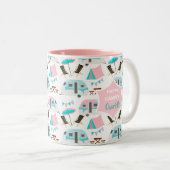 Tasse 2 Couleurs Retro Caravan Camping Cute Personnalisé  (Devant droit)