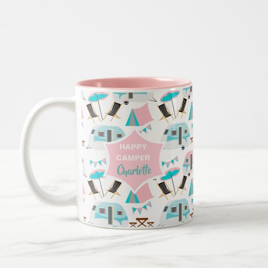 Tasse 2 Couleurs Retro Caravan Camping Cute Personnalisé  (Gauche)