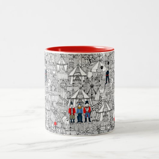 Tasse 2 Couleurs rétro cirque bw col (Centre)