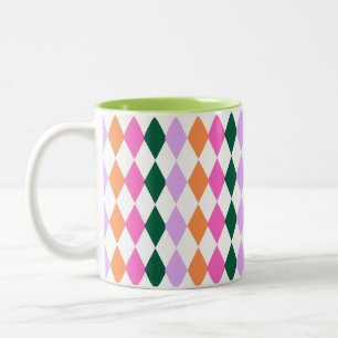 Tasse 2 Couleurs RETRO Diamond Motif coloré milieu du siècle modern