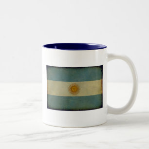 Tasse 2 Couleurs Rétro drapeau de l'Argentine âgé par cru