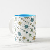 Tasse 2 Couleurs Rétro hippie Starburst atomique géométrique 11oz (Devant gauche)
