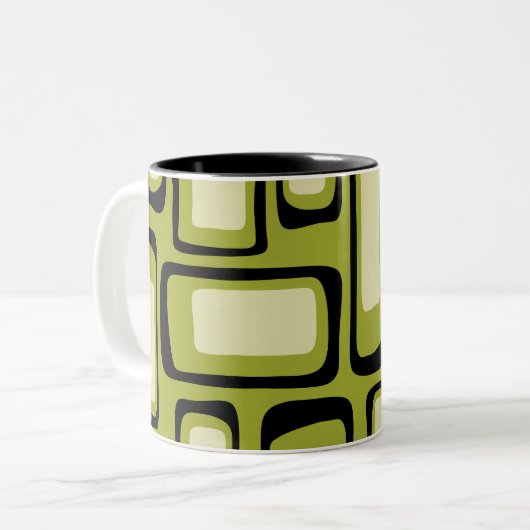 Tasse 2 Couleurs Retro Mid-Century Moderne Abstrait (Devant gauche)