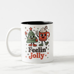 Tasse 2 Couleurs Retro Noël Sentiment Jolly Vintage vacances