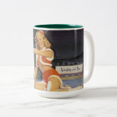 Tasse 2 Couleurs Rétro Pin de Noël (Devant droit)