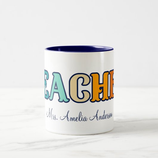 Tasse 2 Couleurs Retro Sunset Gradient Enseignant Appréciation Cade (Centre)