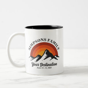 Tasse 2 Couleurs Retro Sunset Personnalisé Famille Vacances Groupe 