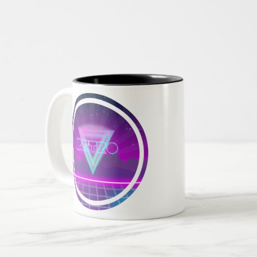 Tasse 2 Couleurs rétro Synthwave grille de 80s (Devant gauche)