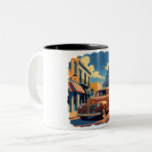 Tasse 2 Couleurs Retro Town Street Scene (Devant gauche)