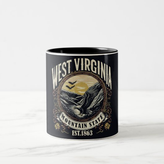 Tasse 2 Couleurs Retro West Virginia (Centre)