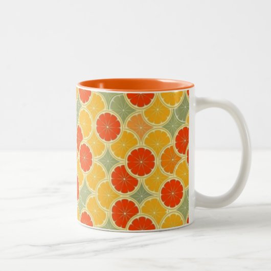 Tasse 2 Couleurs Rétros agrumes gais (Droit)