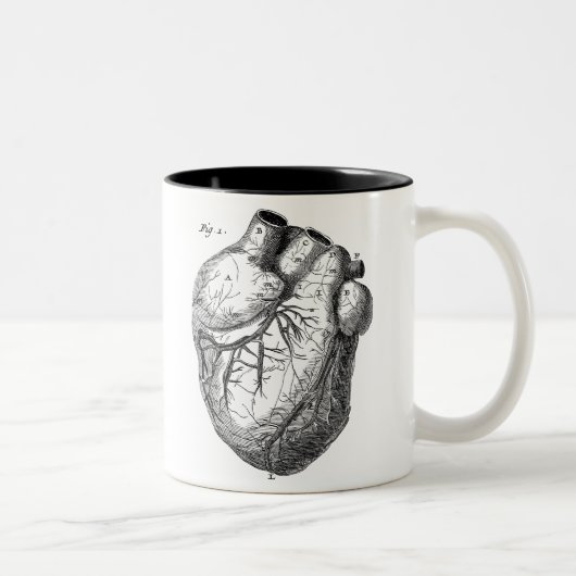 Tasse 2 Couleurs Rétros coeurs cardiaques d'anatomie de coeur (Droit)