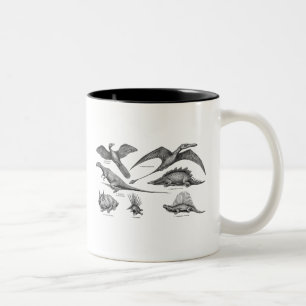 Tasse 2 Couleurs Rétros dinosaures d'illustration vintage de