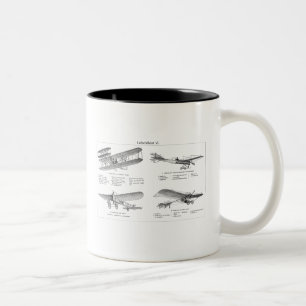 Tasse 2 Couleurs Rétros vieux avions d'antiquité de biplan d'avio