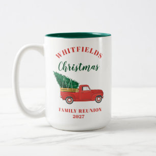 Tasse 2 Couleurs Réunion de famille de Noël Camion Rouge Personnali