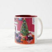 Tasse 2 Couleurs Réveillon de Noël Labradors (Devant droit)