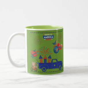 Tasse 2 Couleurs Rêves de feu d'artifice de liberté vert