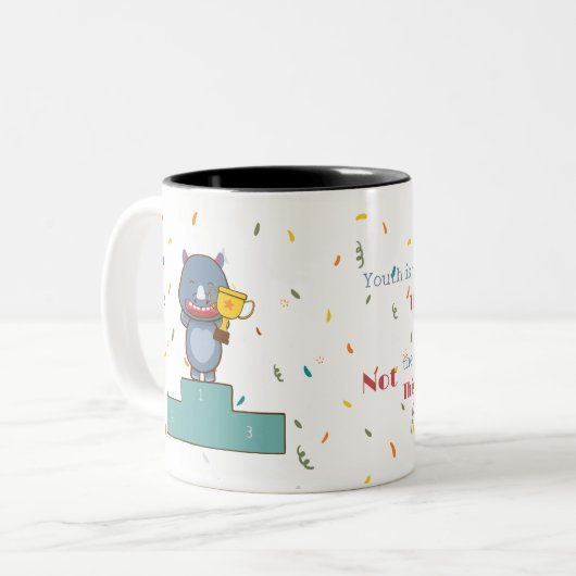Tasse 2 Couleurs Rhino Gagnant La Course Inspiration Citation Poste (Devant gauche)
