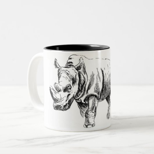 Tasse 2 Couleurs Rhinocéros d'encre (Devant gauche)