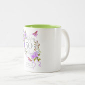 Tasse 2 Couleurs Ribbon Rose violet Anniversaire (Devant droit)