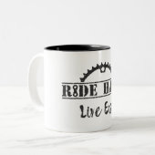 Tasse 2 Couleurs Ride Hard Live Easy Cyclisme (Devant gauche)