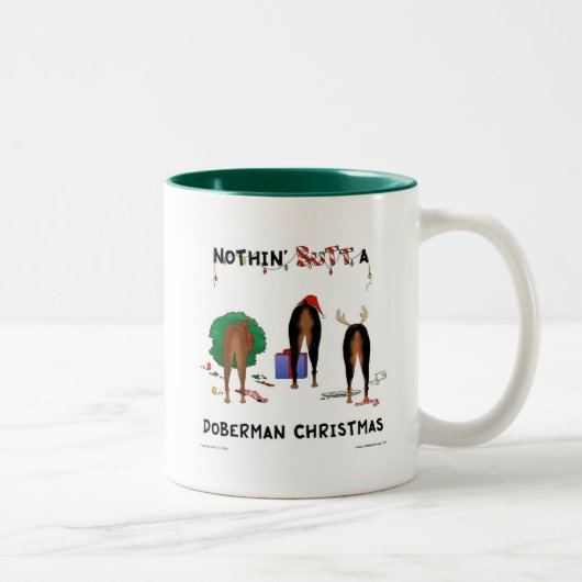 Tasse 2 Couleurs Rien n'aboutent Noël de dobermann (Droit)