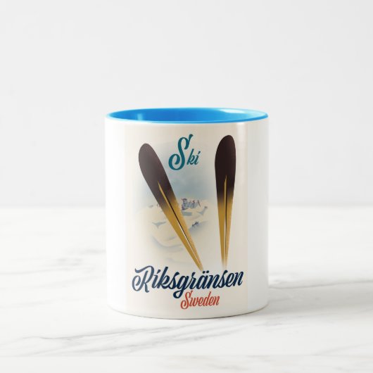Tasse 2 Couleurs Riksgränsen Suède Ski de voyage art (Centre)
