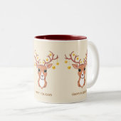 Tasse 2 Couleurs Rindeer de Noël orné de boules de Noël (Devant droit)