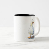 Tasse 2 Couleurs Rire blanc Canard drôle moucheté (Devant droit)