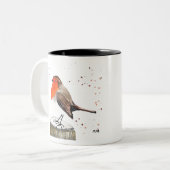 Tasse 2 Couleurs Robin d'hiver (Devant gauche)