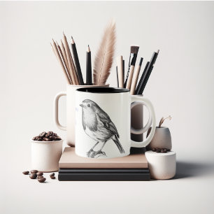 Tasse 2 Couleurs Robin noël applaudir noir et blanc