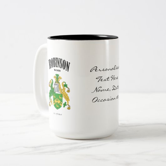 Tasse 2 Couleurs Robinson Family Crest, Traduction & Signification (Devant gauche)