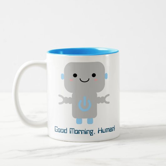 Tasse 2 Couleurs Robot de dessin sympa | Good Morning Human (Gauche)