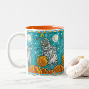TASSE 2 COULEURS ROBOT PICER CITROUILLES, HALLOWEEN HOMME MÉCANIQUE