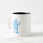 Tasse 2 Couleurs Robot rétro bleu (Devant gauche)