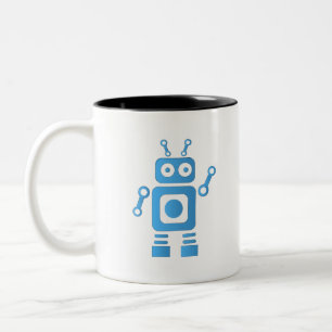 Tasse 2 Couleurs Robot rétro bleu