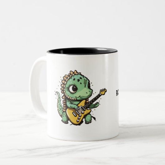 Tasse 2 Couleurs Rock & Coffee Dinosaur Rock Star (Devant gauche)