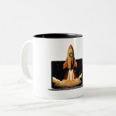 Tasse 2 Couleurs Rocket Launch Laptop Startup Entrepreneur Online B (Devant gauche)