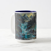 Tasse 2 Couleurs Rocky Mountain Grey Wolf Art (Devant gauche)