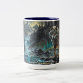 Tasse 2 Couleurs Rocky Mountain Grey Wolf Art (Centre)
