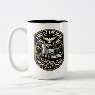 Tasse 2 Couleurs Roi de la Route Badge Rétro de Camionneur Légendai